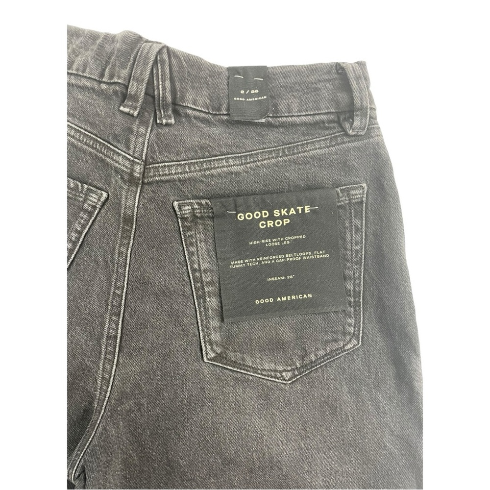 GOOD AMERICAN Good Skate Black High-Rise Cropped Loose Leg Wmn’s Size 2 / 26 NWT - Picture 4 of 7